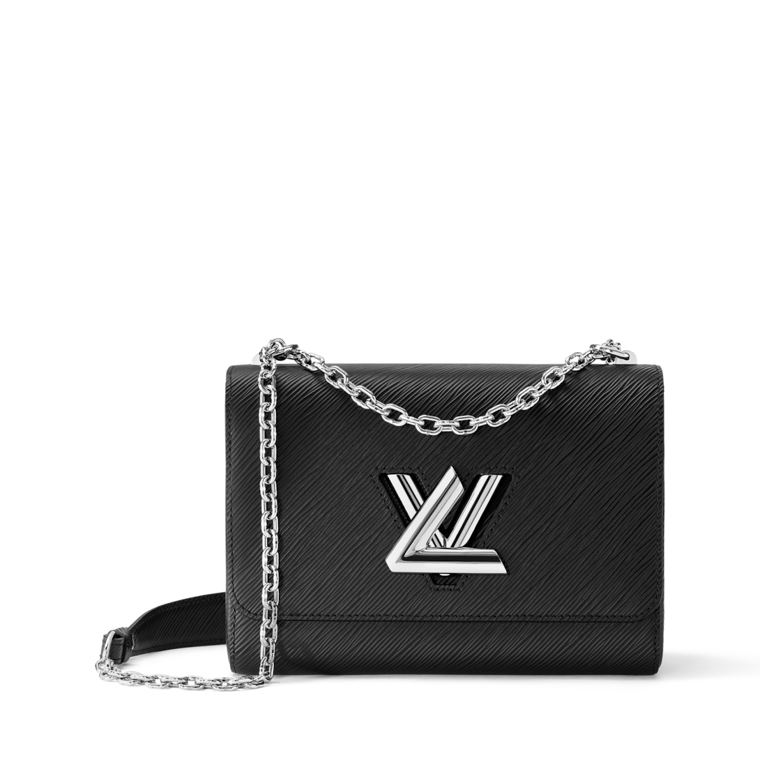 LOUIS VUITTON ツイストmm ショルダーバッグ LOUIS VUITTON Twist MM Braided Handle Epi Leather Shoulder Bag Black